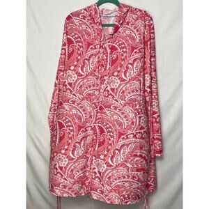 Coolibar Women's 3XL Pink/White Floral Print Zip-Up Long Sleeve Cover-Up Hoodie